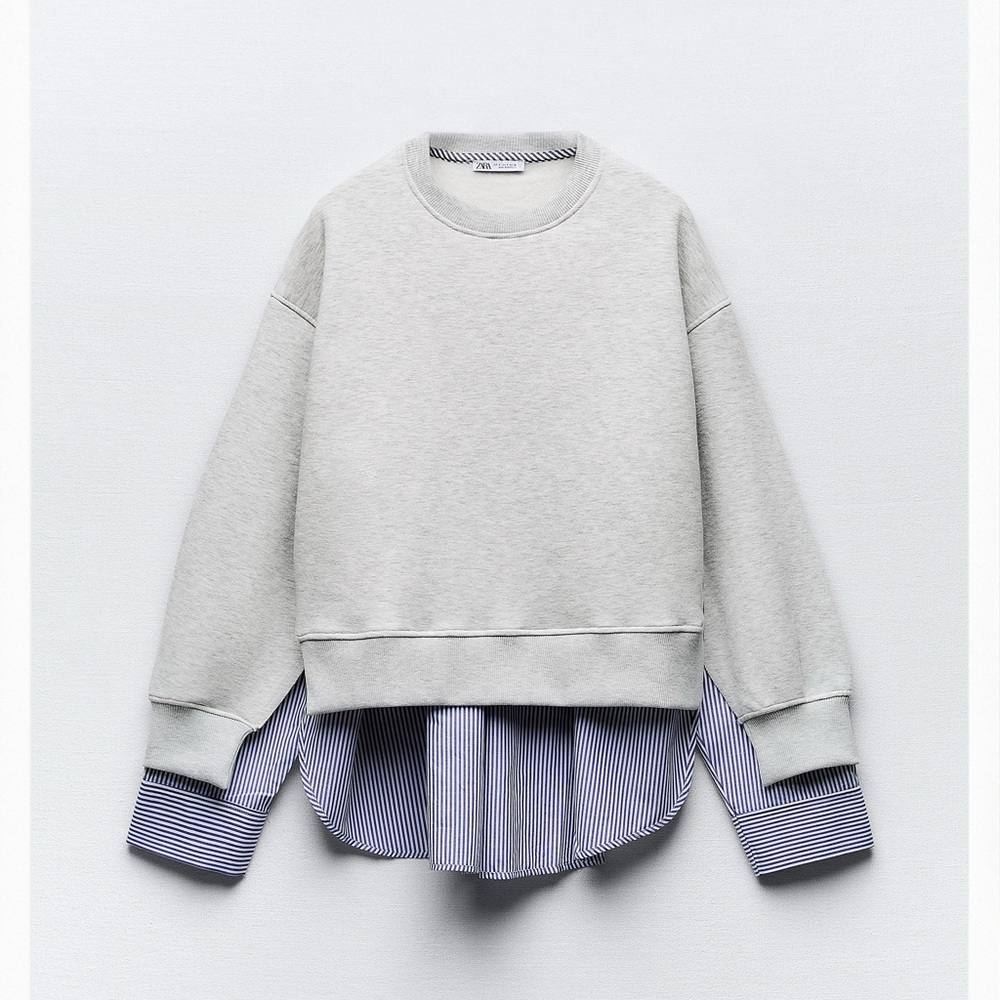 Zara Contrasting Poplin Sweatshirt